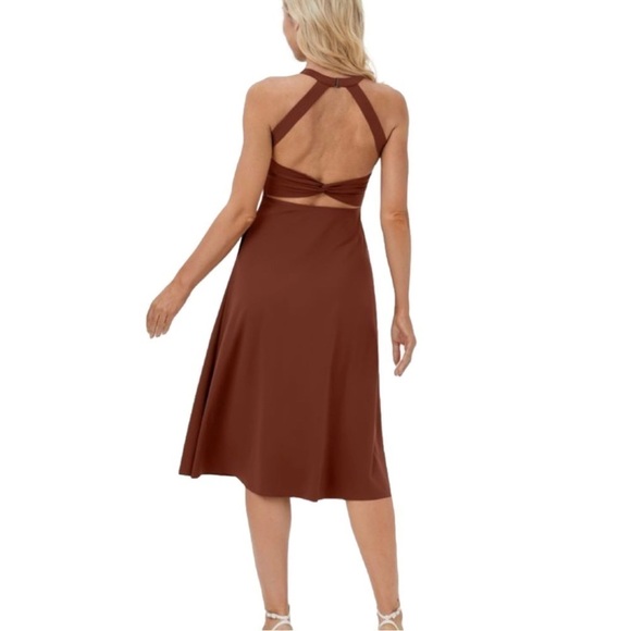 Halara Backless Cut Out Twisted Side Pocket Split Midi Casual Dress Size Small - Picture 3 of 12